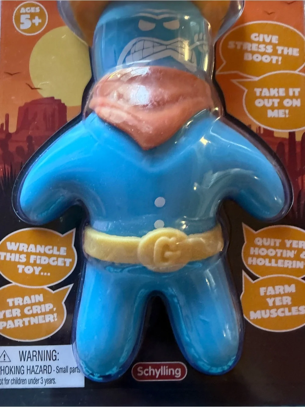 New Schylling Globby Cowpoke Squishy Stress Relief Fidget Toy Get a Grip Cowboy